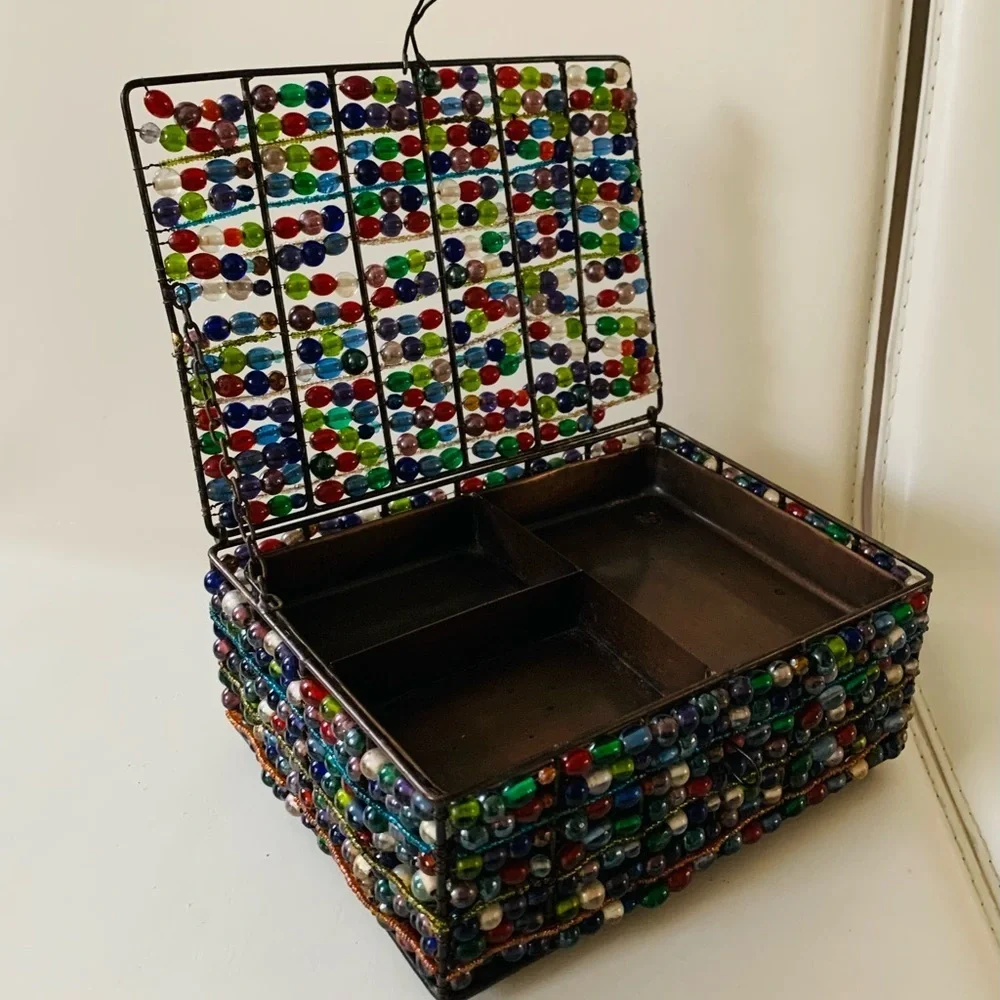 Handcrafted beaded jewelry box